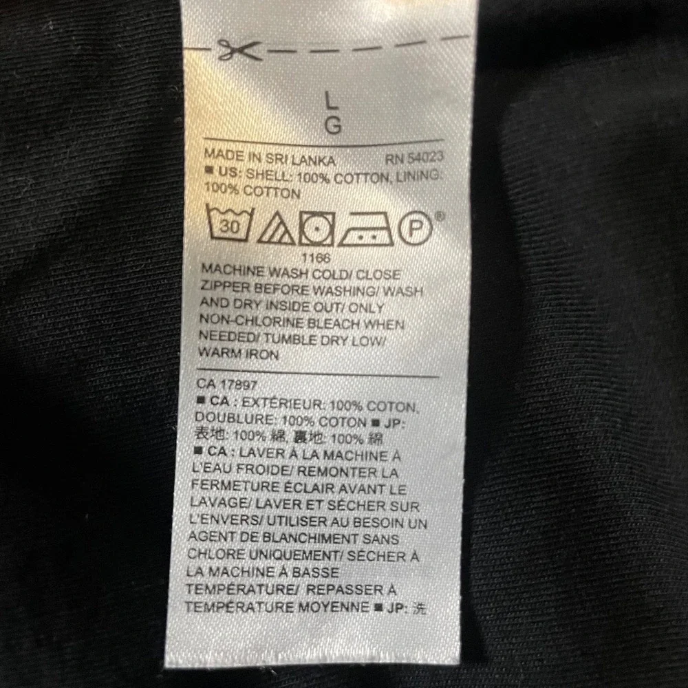 Banana Republic Dress Bomber Men L Black 359702-00 Full Zip Cotton Jacket Ribbed